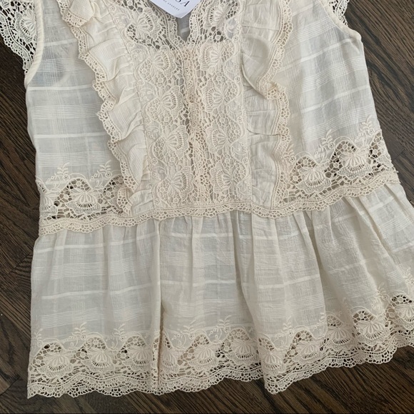 Misa Los Angeles LA Ingrid Ivory Lace Top Blouse NWOT - Picture 3 of 9